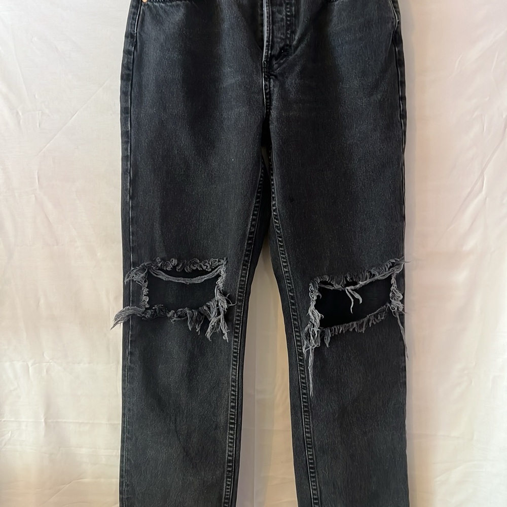 Topshop Distressed Black Jeans